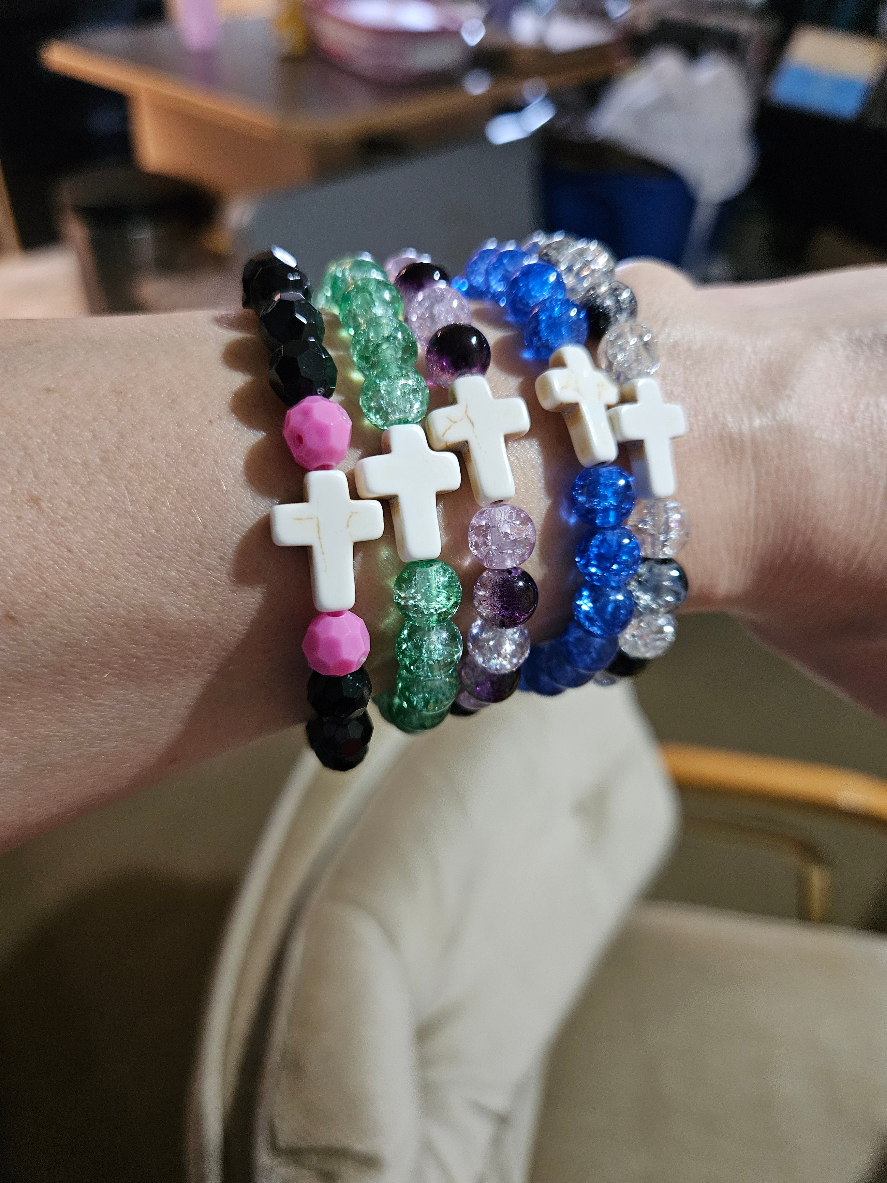 Cross beaded bracelet